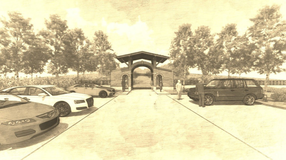 Entrance in small hotel complex