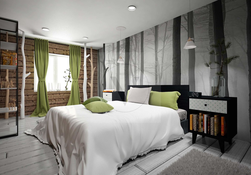 Сочетание дерева, мягких натуральных оттенков серого и белого