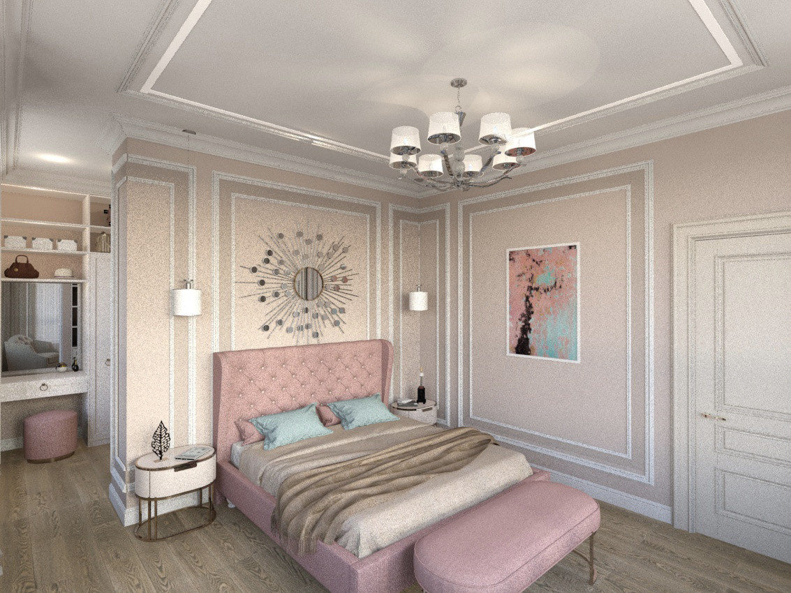 Квартира в стиле эклектика в ЖК "Сердце Столицы",спальня