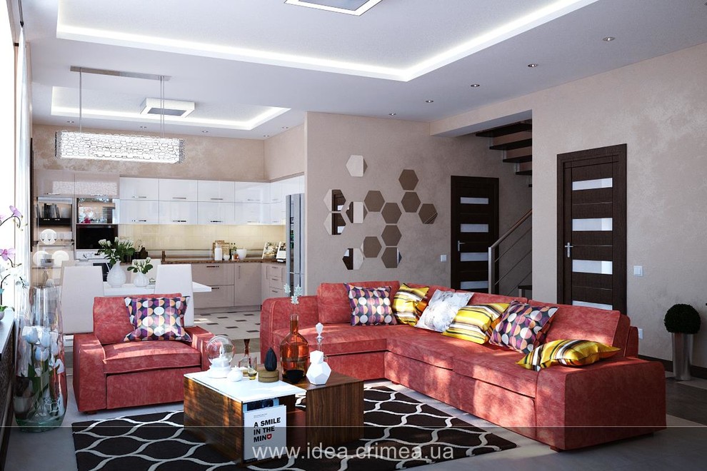 Contemporary kitchen living room for a young family