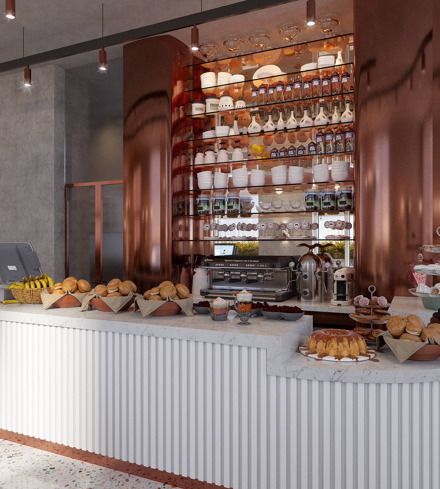 Interior visualisation of cafe and restaurant Villa Forli