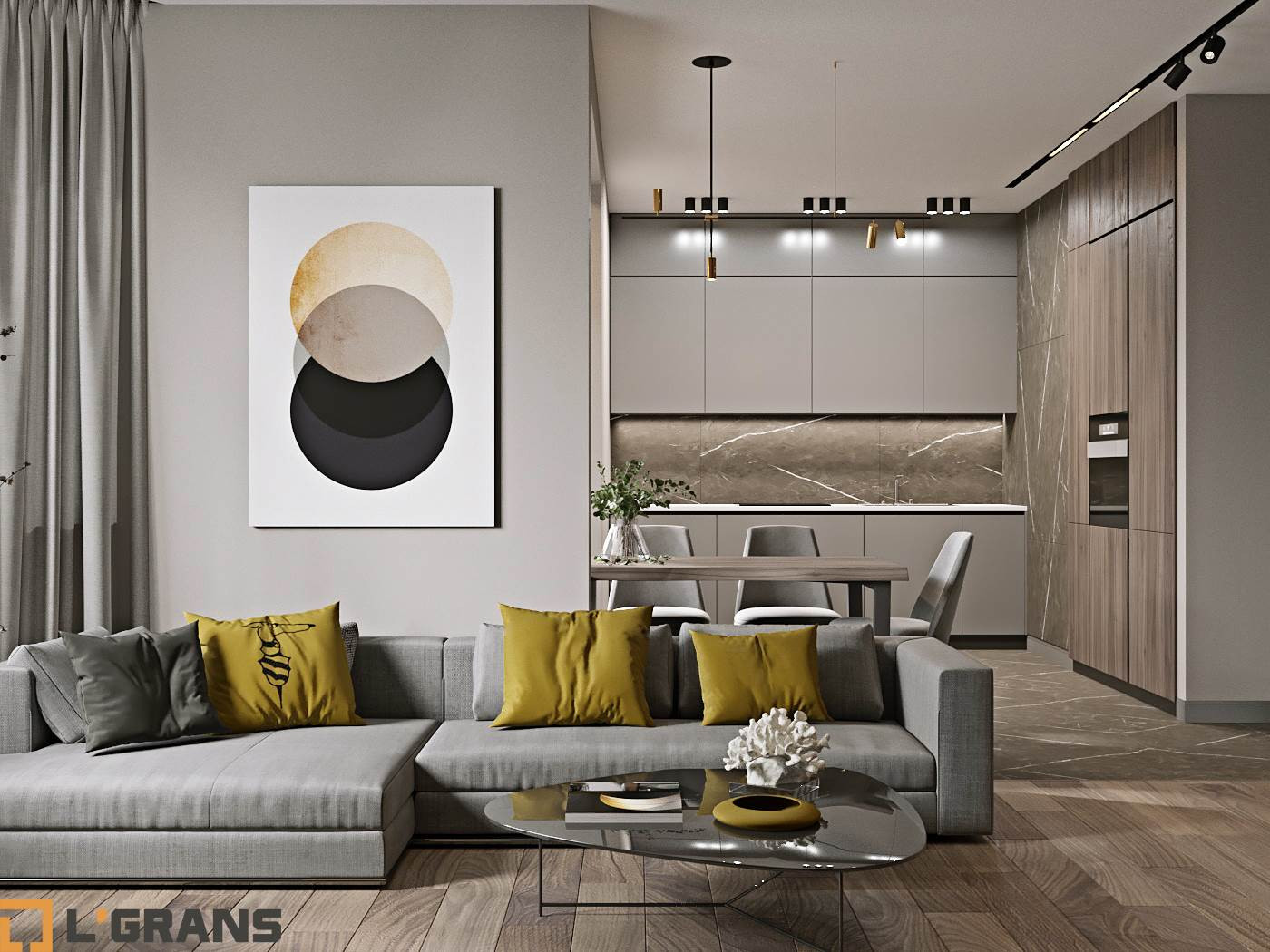 Дизайн проект интерьера 3к. квартиры ул. Советская