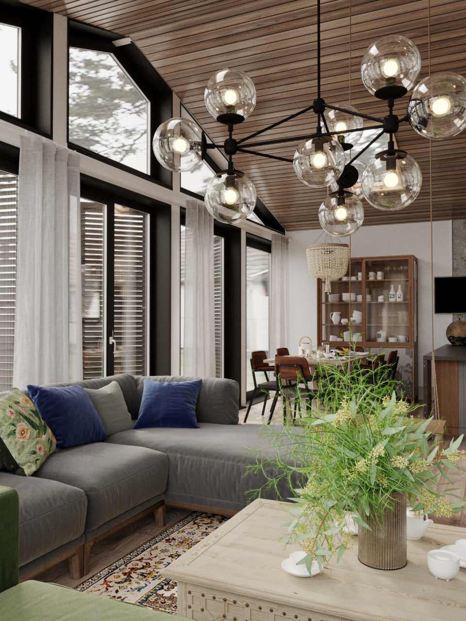 Загородный дом 147,7 м² с черными акцентами