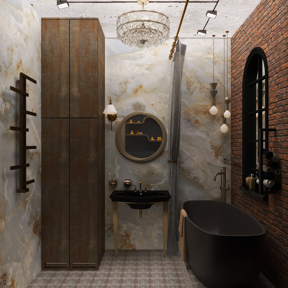 Кухня и ванная в силе ретро в трехкомнатной квартире старого фонда