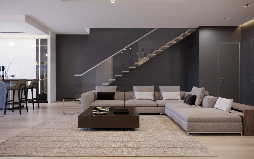 Гостиная. Дизайн-проект таун-хауса в Новогорске