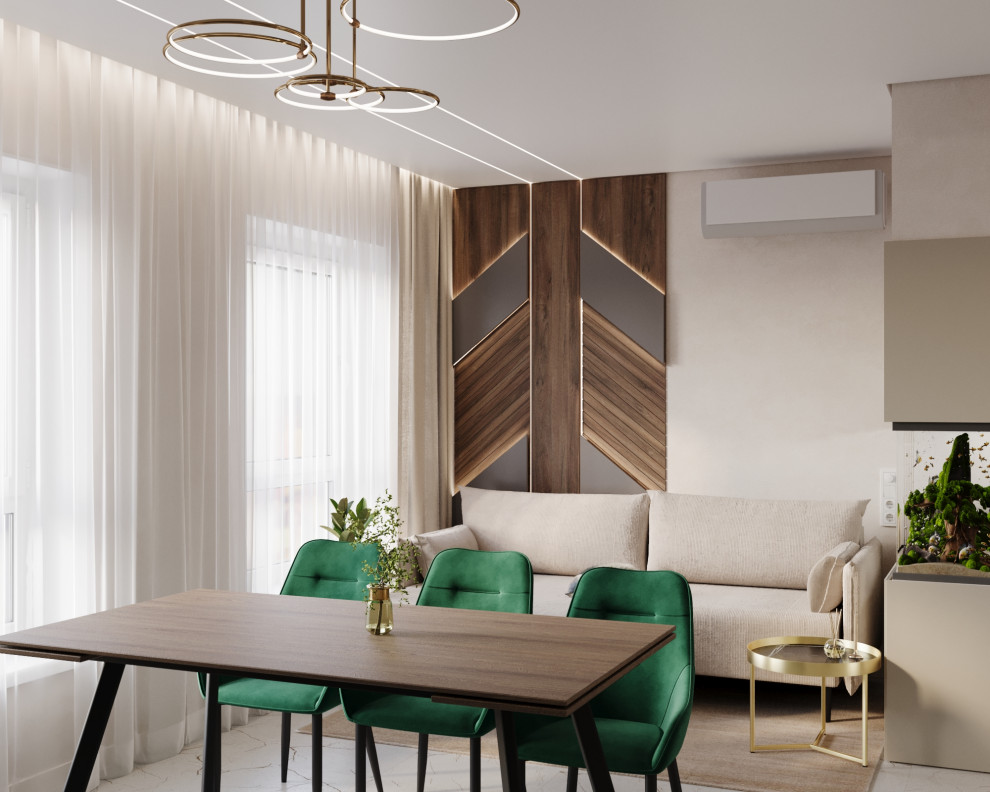 Дизайн проект 3х комнатной квартиры с большой кухней-гостиной