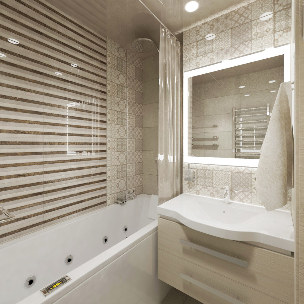 Ванна современная в бежевых тонах