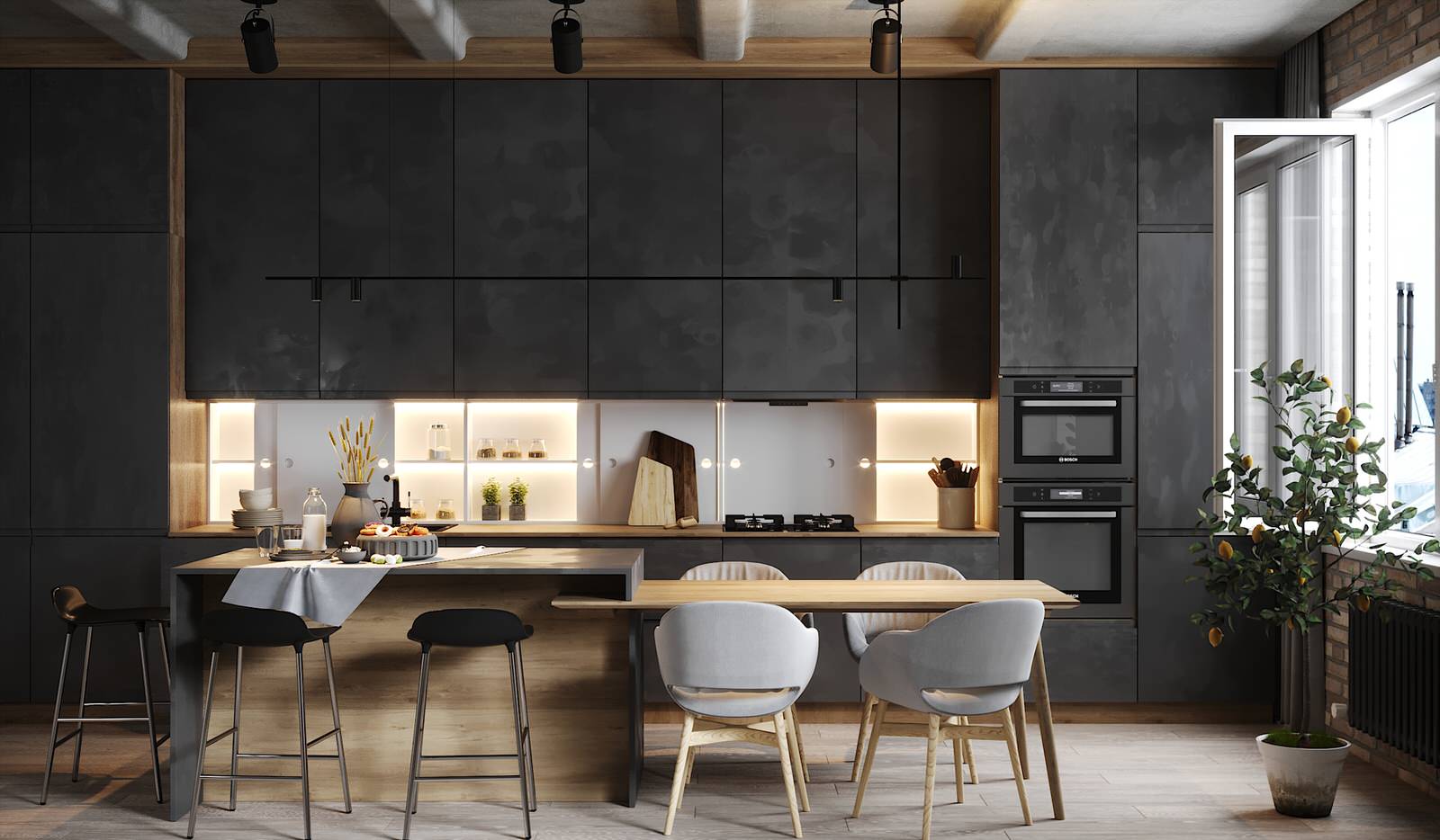 Design kitchen in loft style