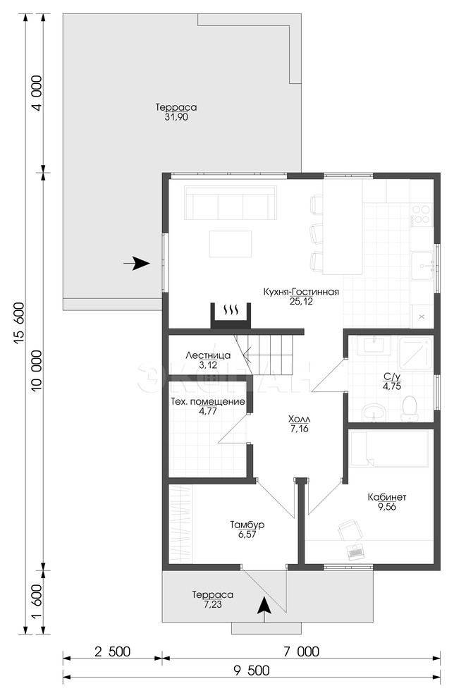Обложка проекта: Загородный дом 117 кв.м.