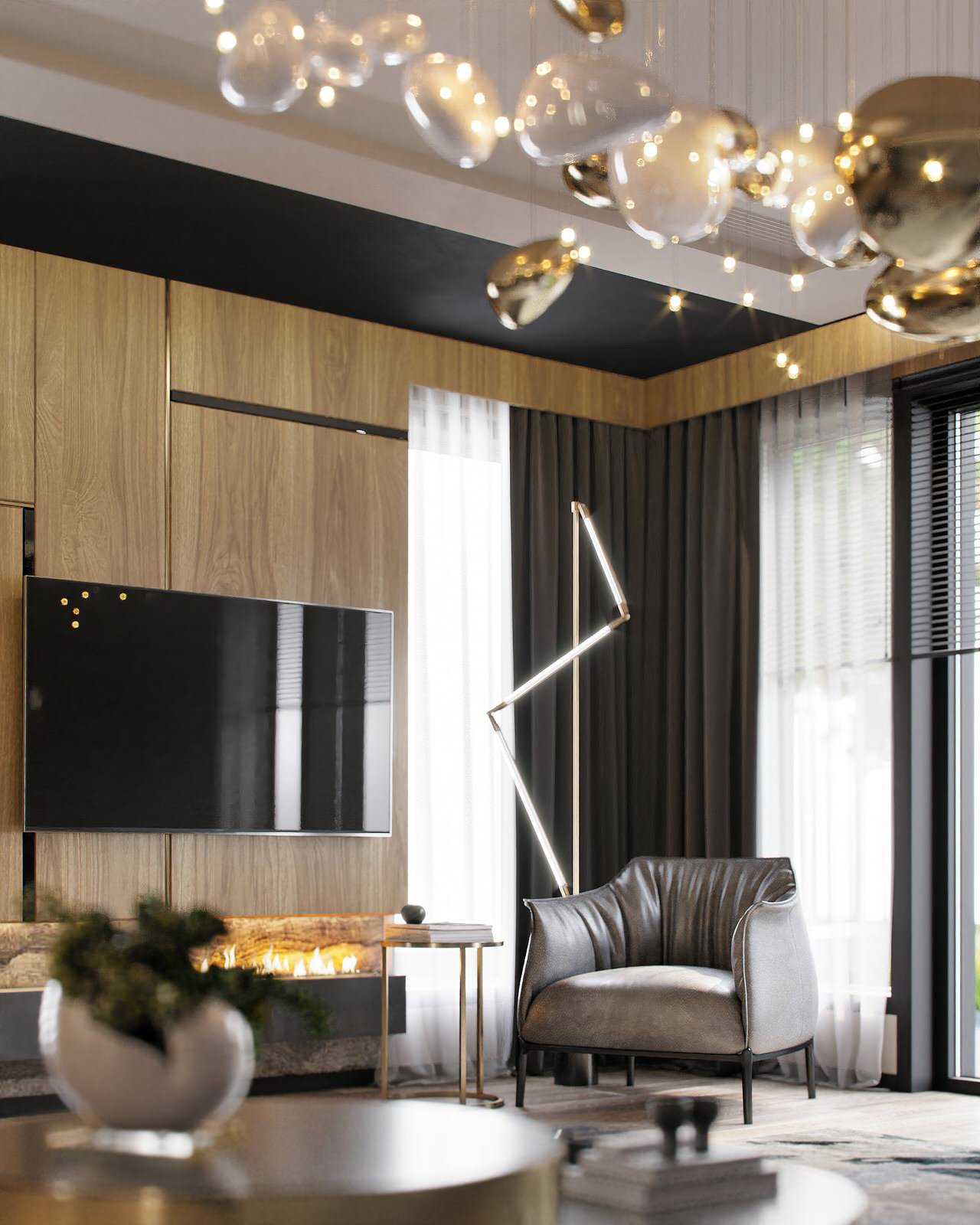 Гостиная в загородном доме 210