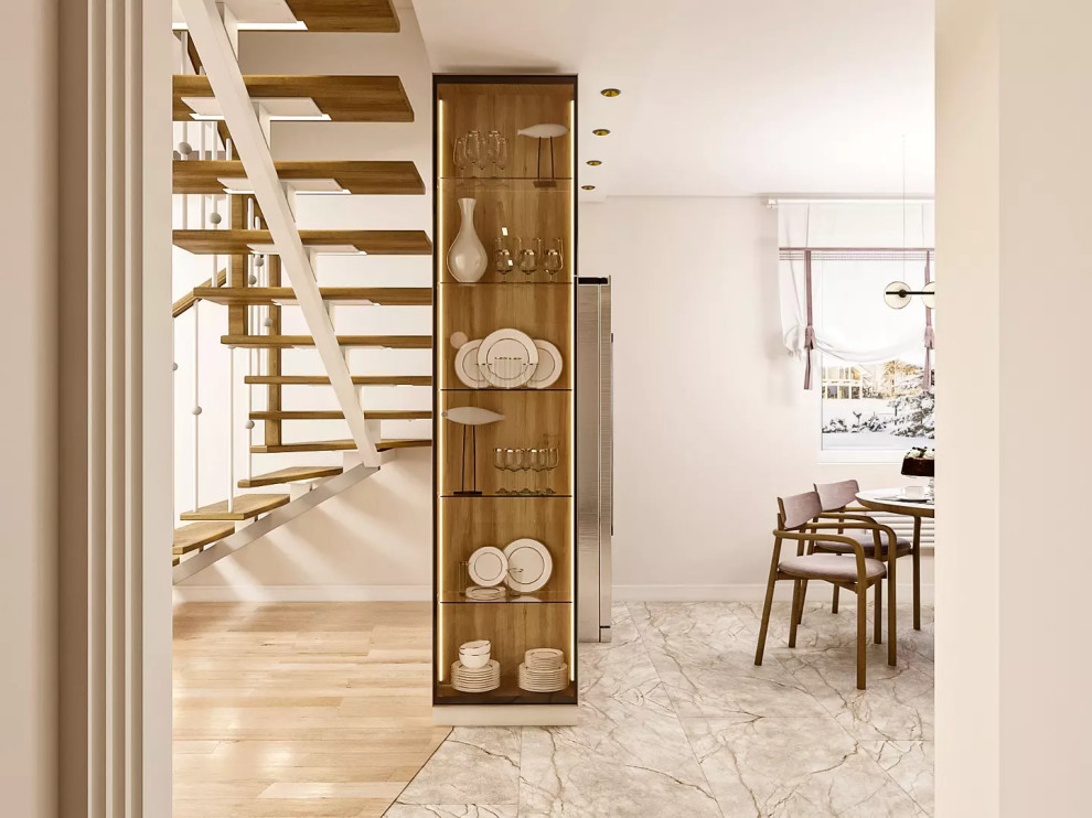 Кухня - гостиная с воздушной лестницей