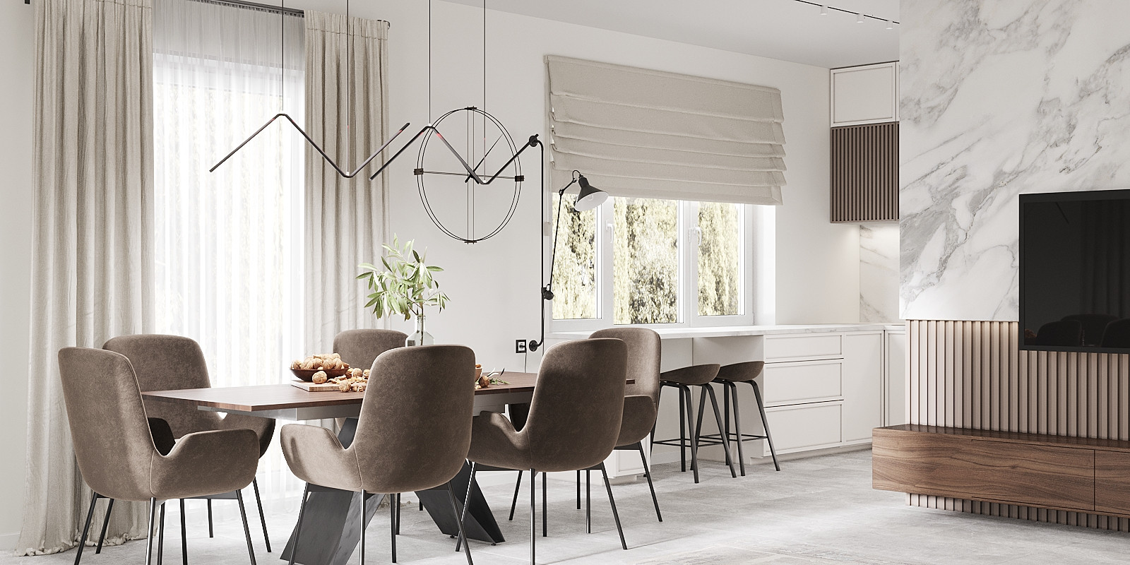 Кухня-гостиная в загородном доме