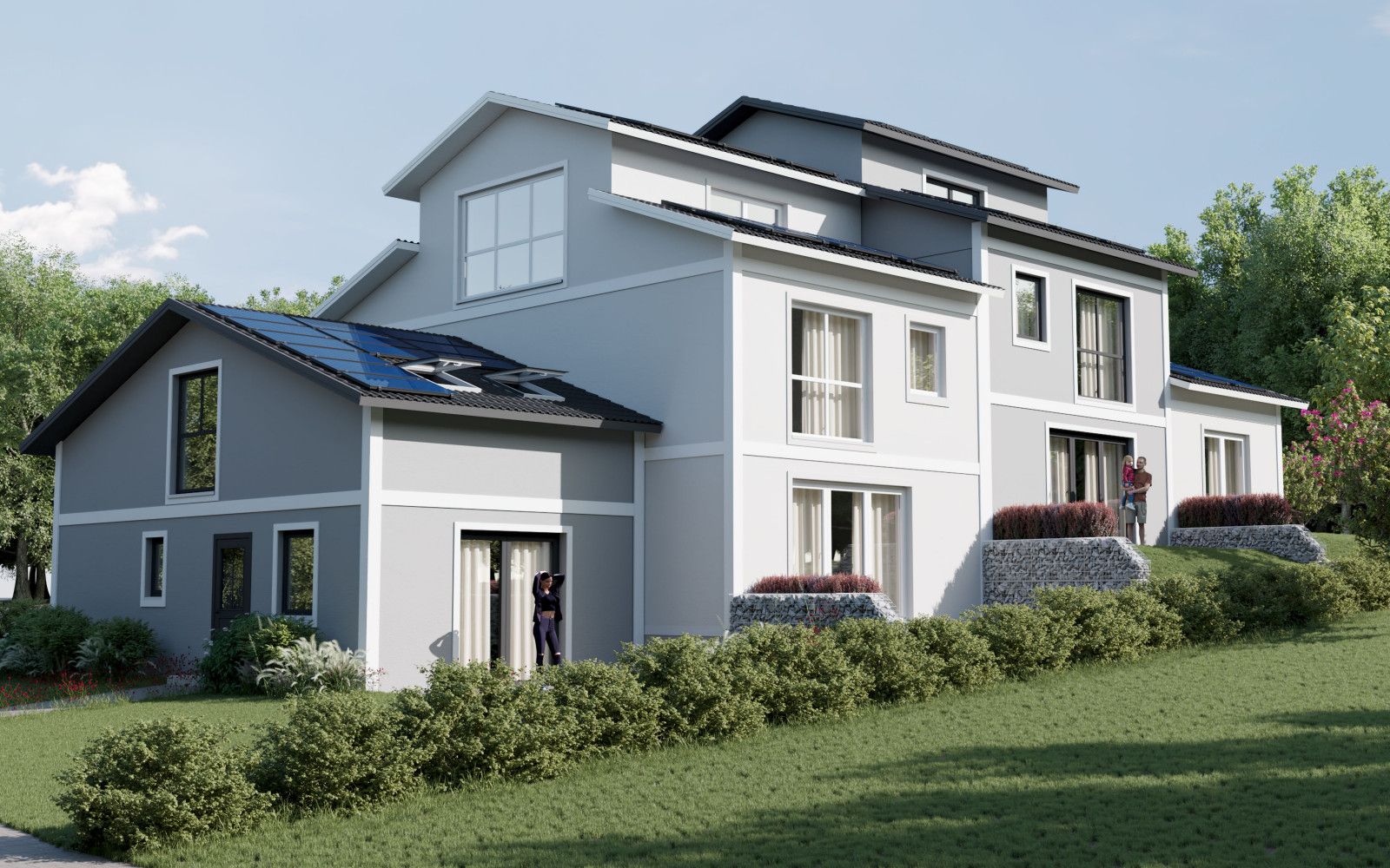 Neubau eines modernen Wohnhauses für mehrere Familien