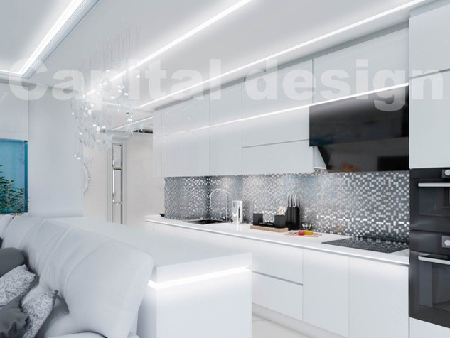 Светлая гостиная для молодой семьи