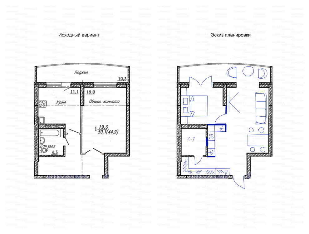 Идеи перепланировки для однокомнатных квартир