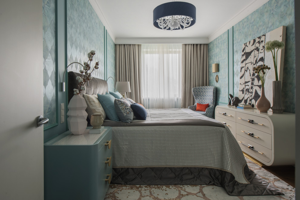 Спальня в цвете "тиффани"