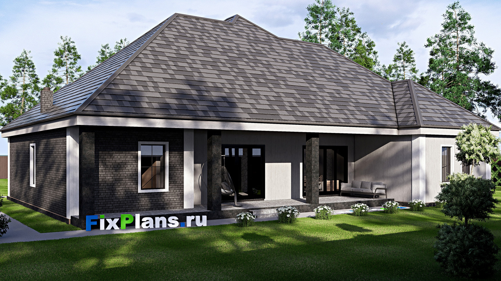 Проект одноэтажного дома 28х21м S286м2 F-17207