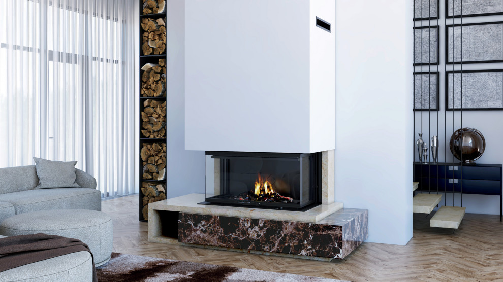 Обложка проекта: Топки серии 3VF 1000 (Stav). Трёхсторонние дровяные камины.