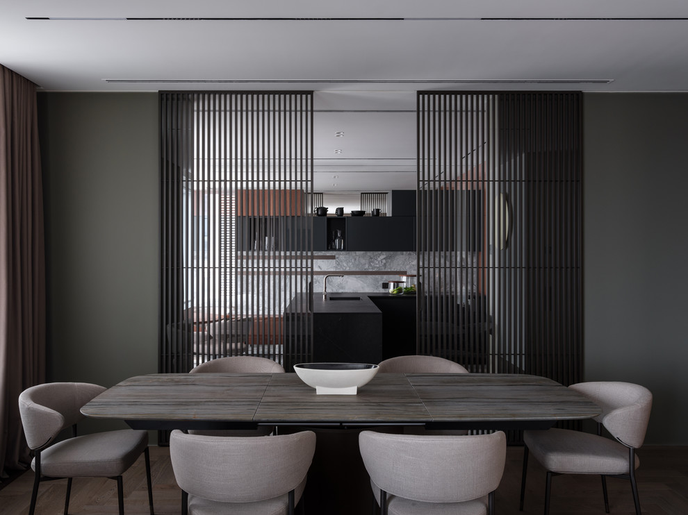 Houzz тур: Серый интерьер с лощёным мрамором и рейками