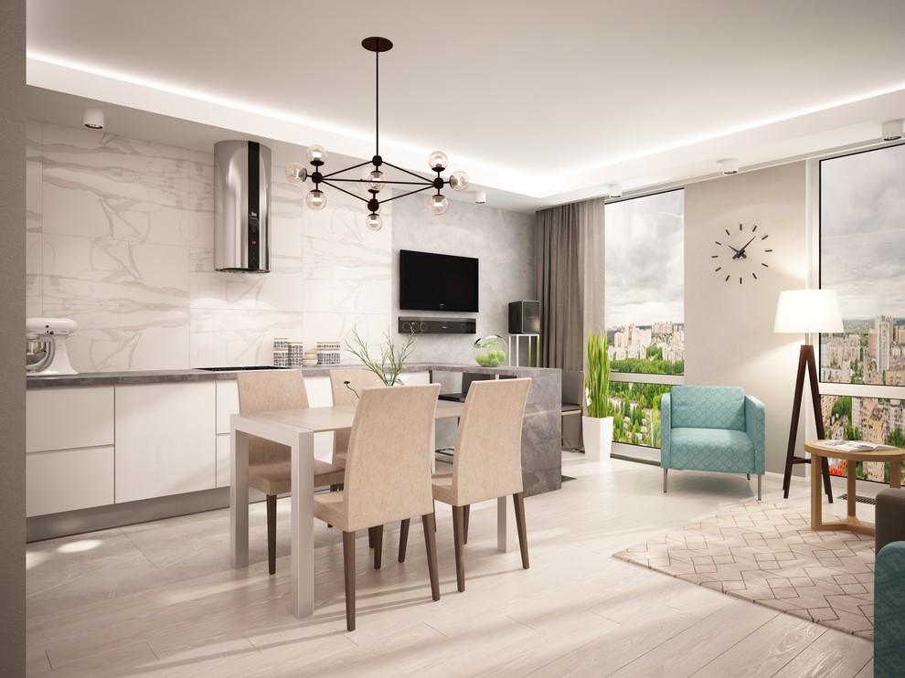 ЖК Акварели. Современный и светлый дизайн проект трехкомнатной квартиры.