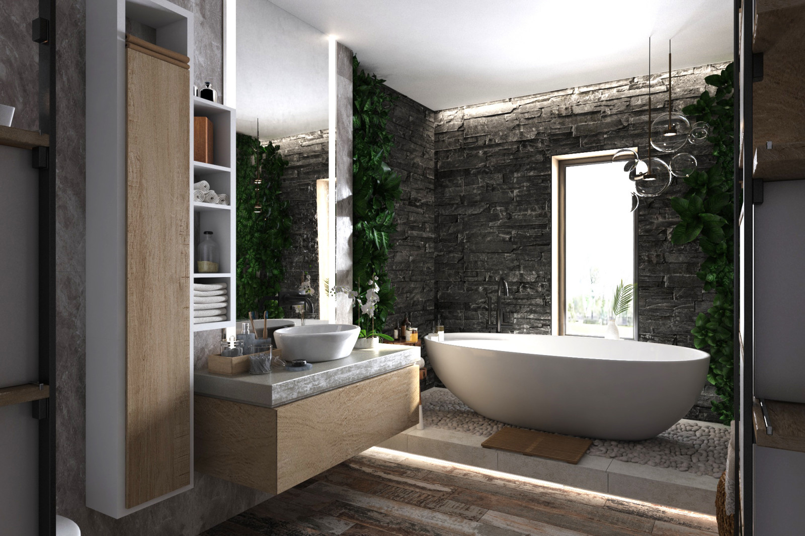 Интерьер первого этажа частного дома