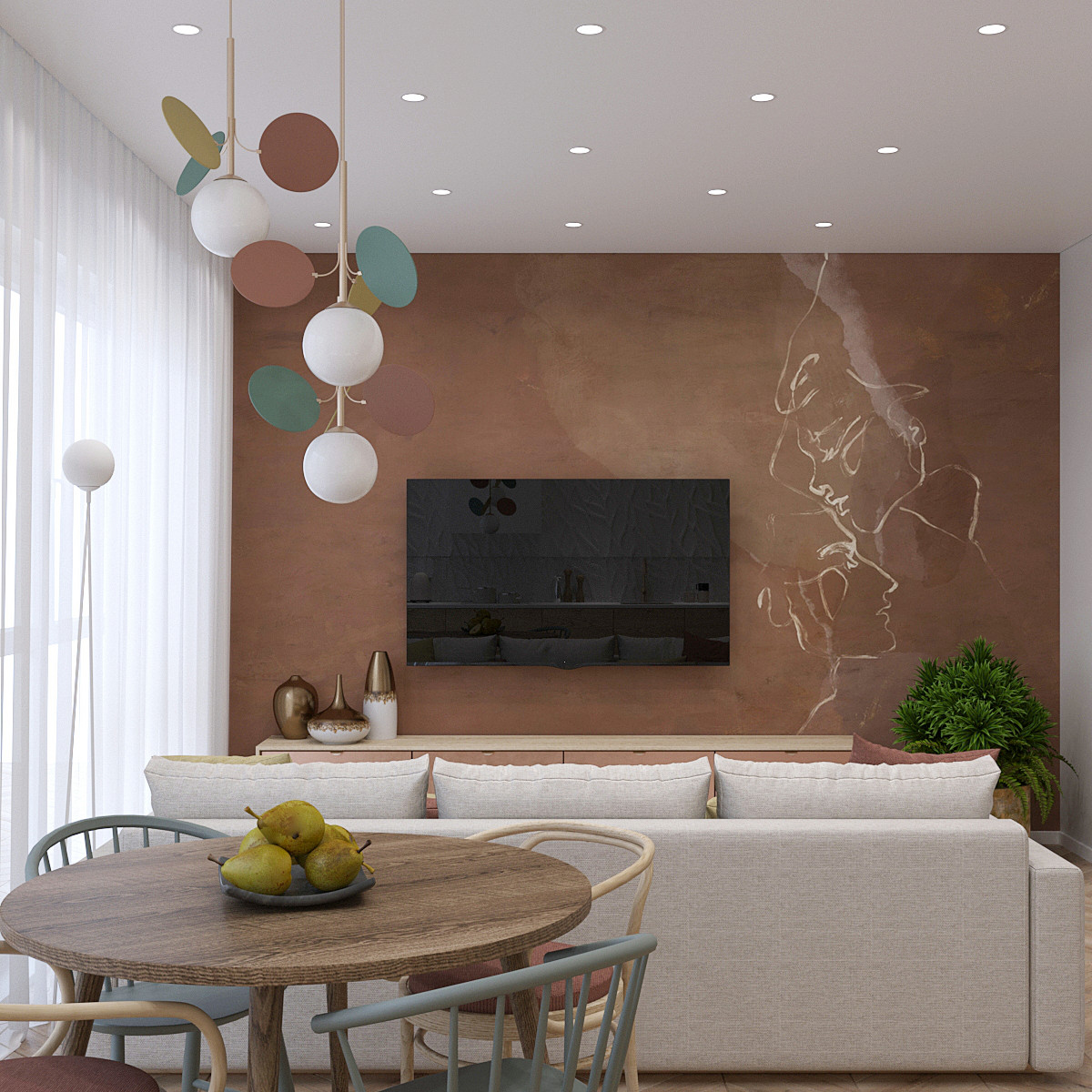 Дизайн гостиной и кухни