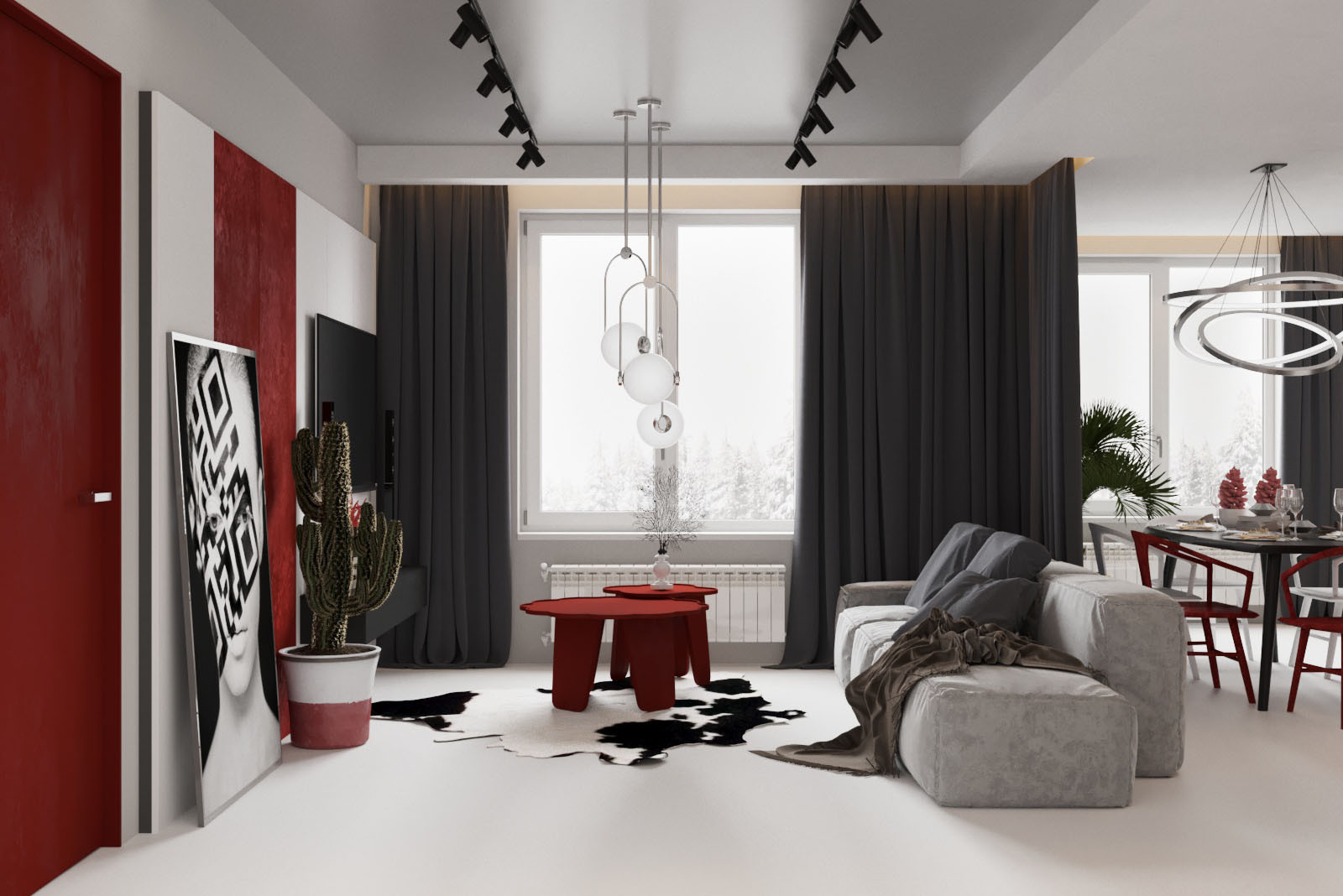 Дизайн гостиной и кухни