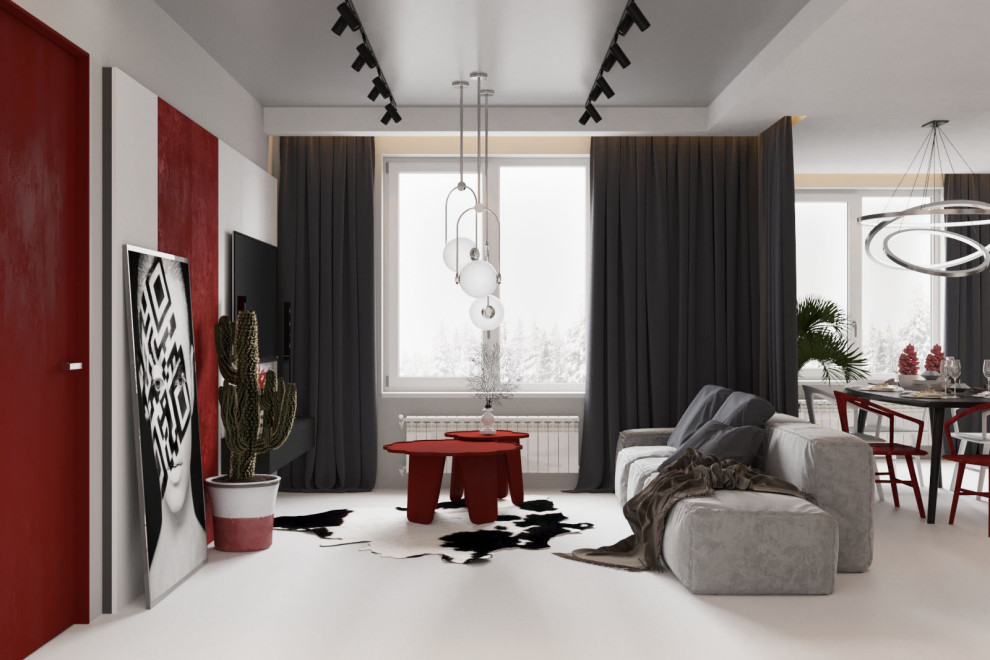 Дизайн гостиной и кухни