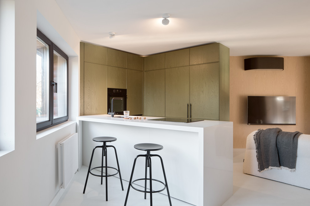 Кухня-гостиная. Разворот на 45 градусов