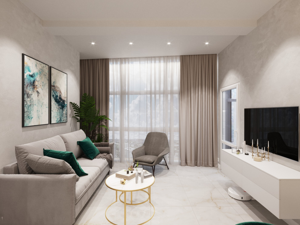 Гостиная в бежевых тонах