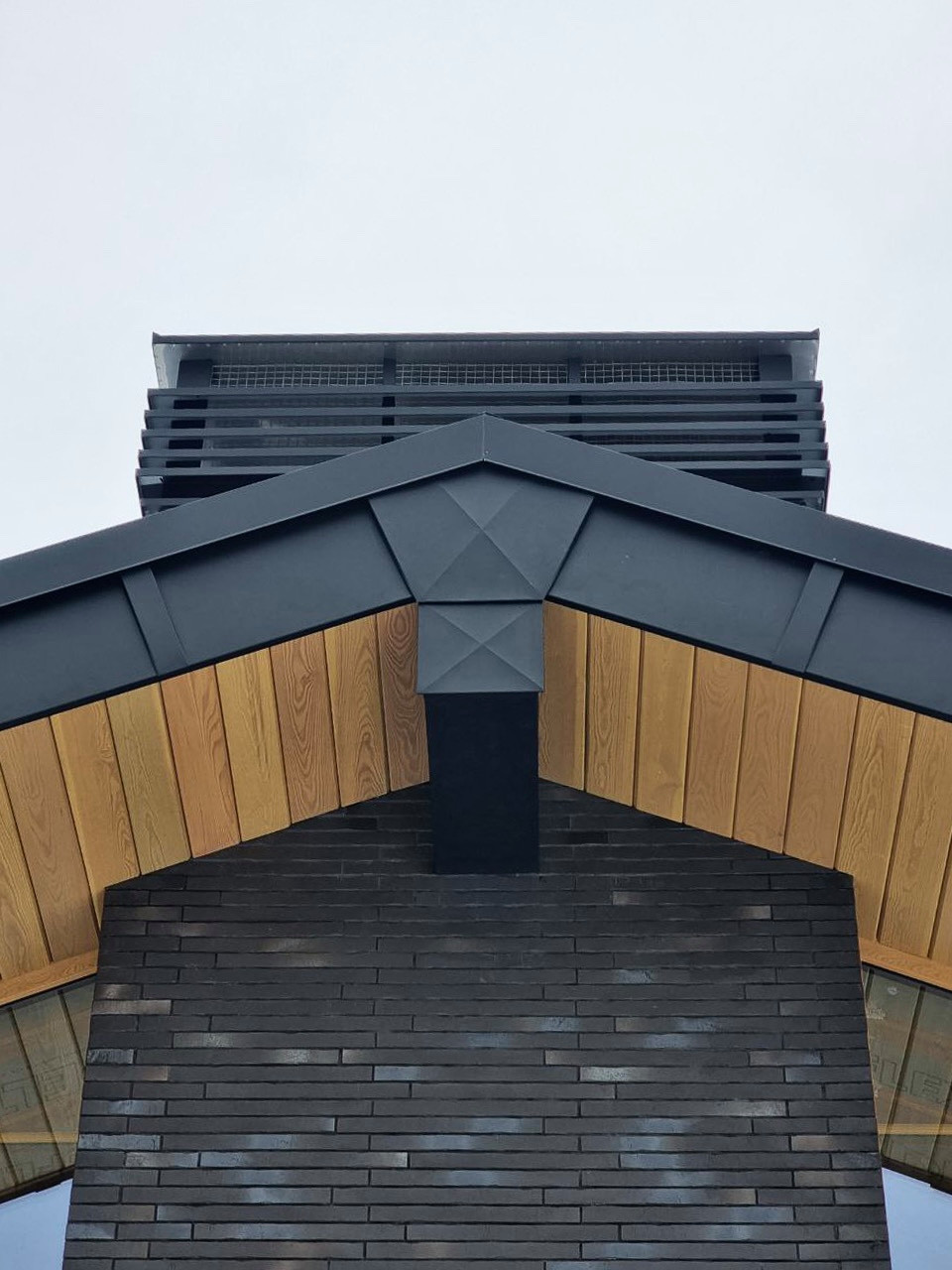 Подшивка свесов. Комбинация из планкена (лиственница) и фальца (сталь SSAB)