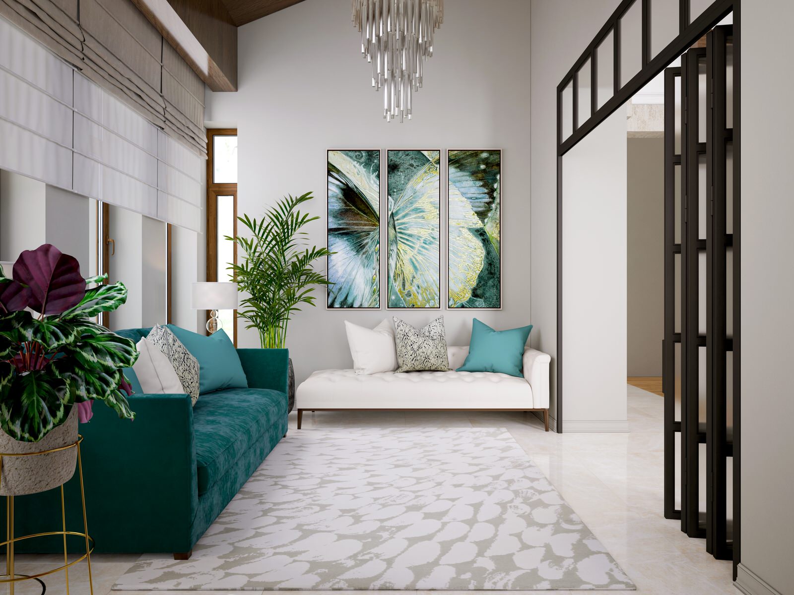 Гостиная и зимний сад в доме на Новорижском шоссе. 80 кв.м Дизайн,Комплектация..