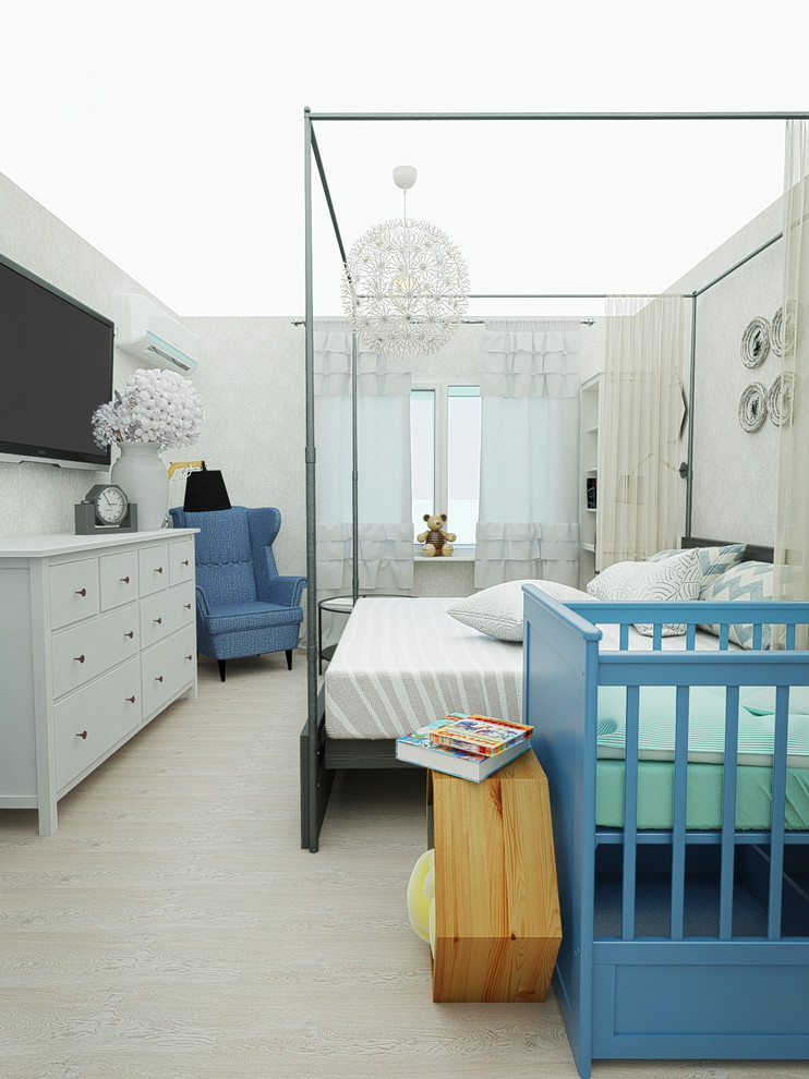 Комната в однушке для молодой пары с новорожденным в современном стиле