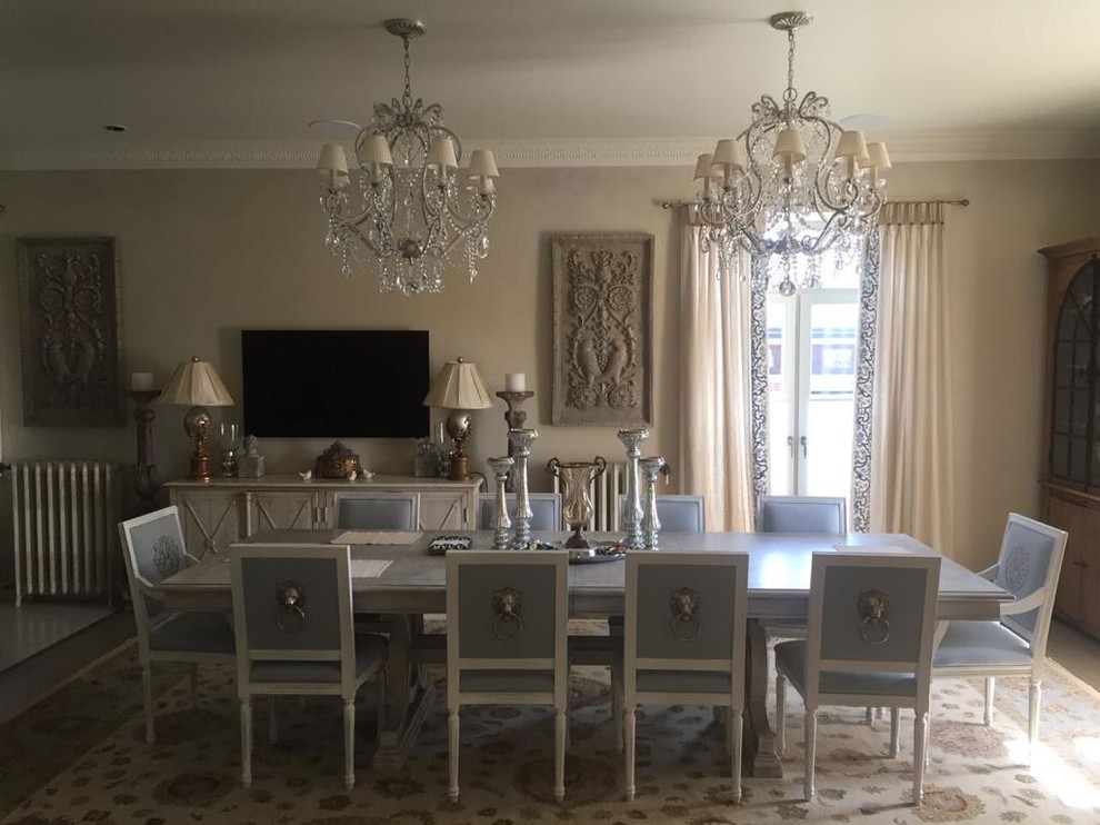 Дизайн-проект загородного дома, гостиная, столовая