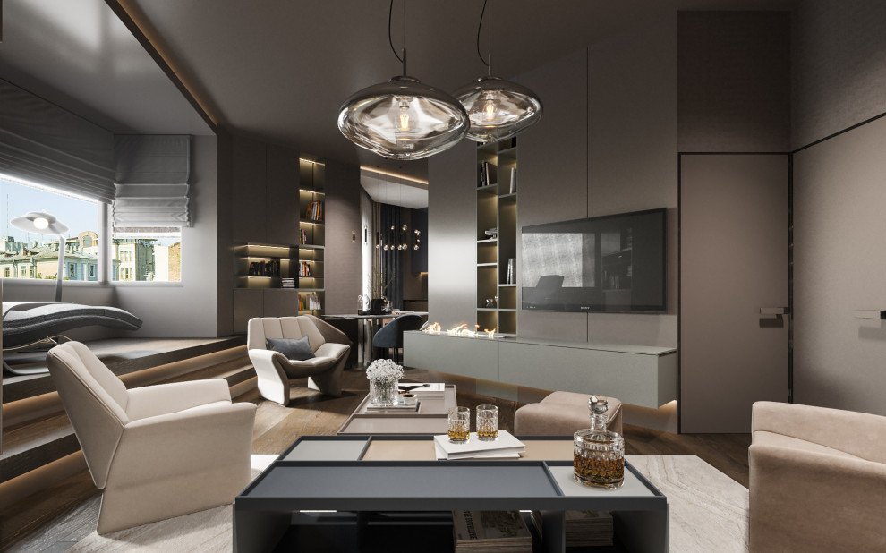 Студия в современном стиле в колониальных тонах