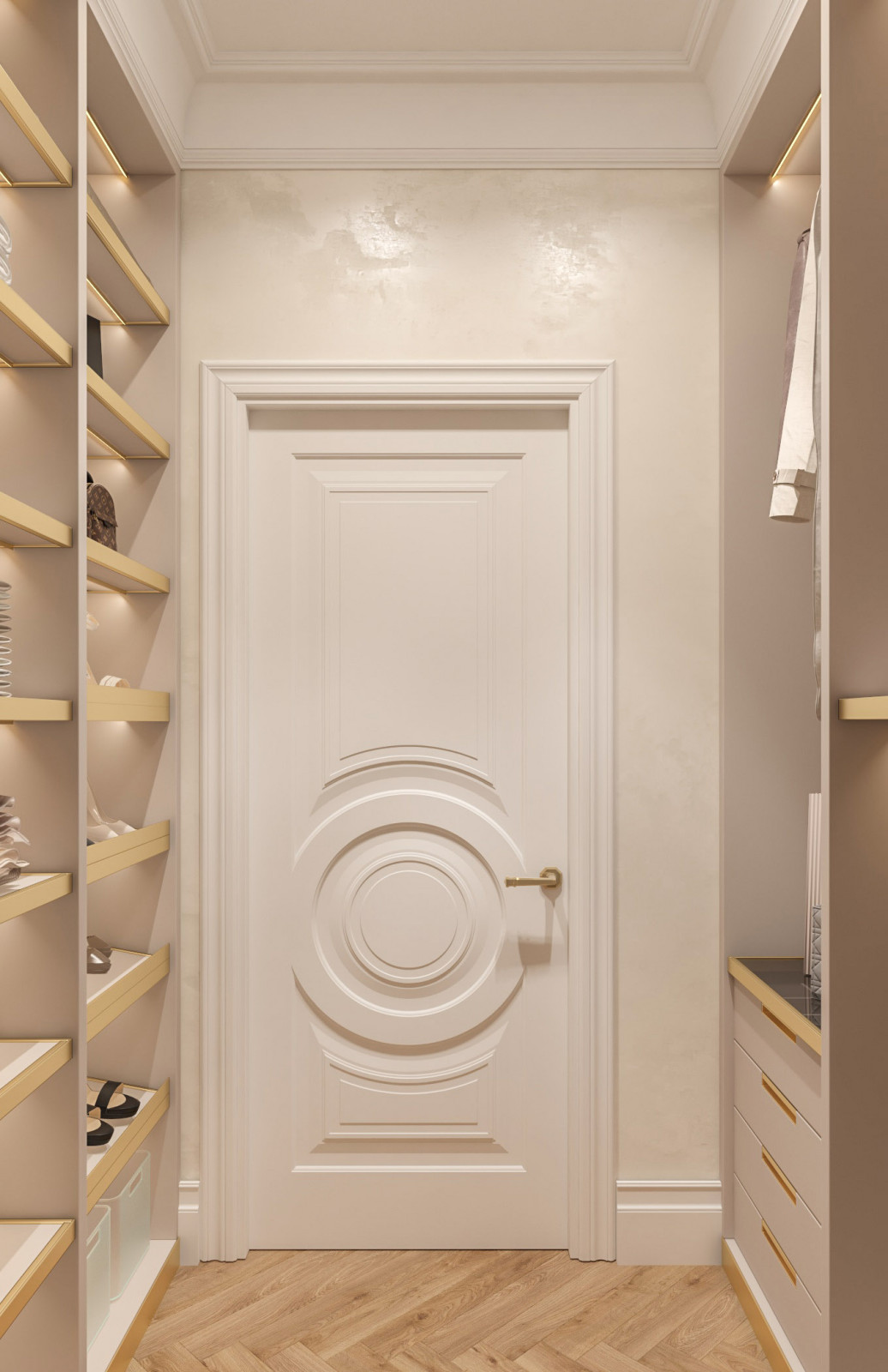 Интерьер Женской гардеробной . Таунхаус в КП "Образцово", 2 этаж