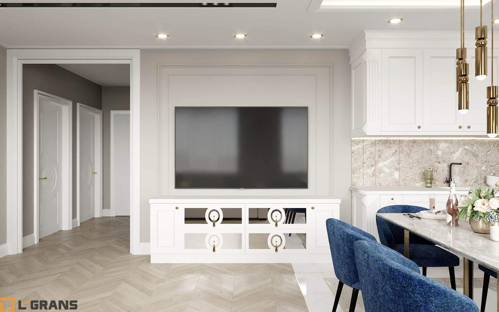 Дизайн проект интерьера 3к. квартиры в ЖК Культура