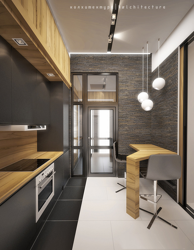 Кухня-холл. Лофт+минимализм. Дизайн трехкомнатной квартиры