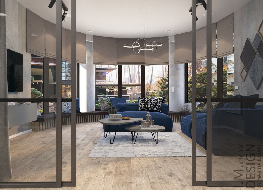 Загородный дом 400 кв.м. Холлы и вторая гостиная.