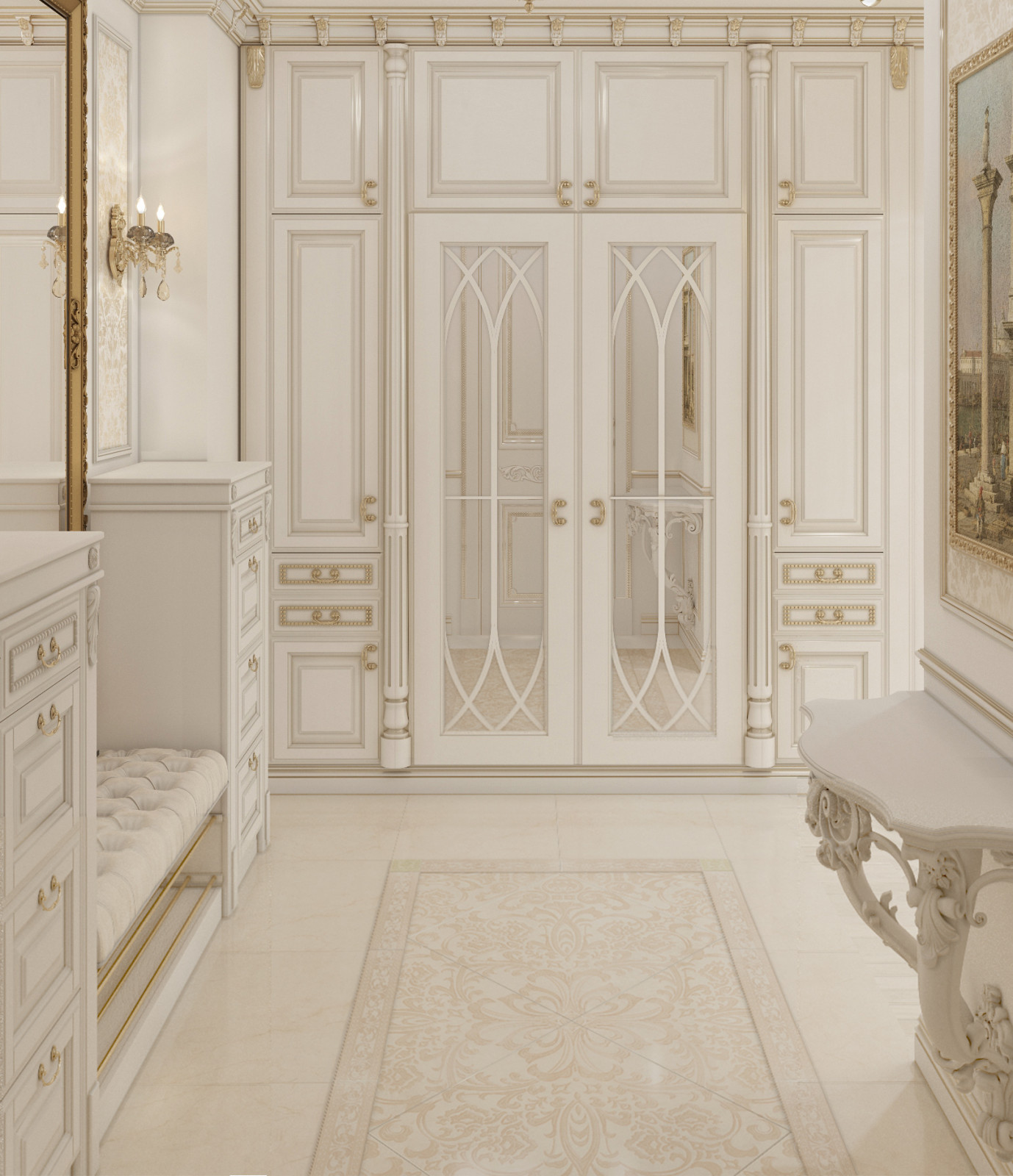 Проект "Дворянское гнездо", г. Новосибирск (блок кухни-гостиной)