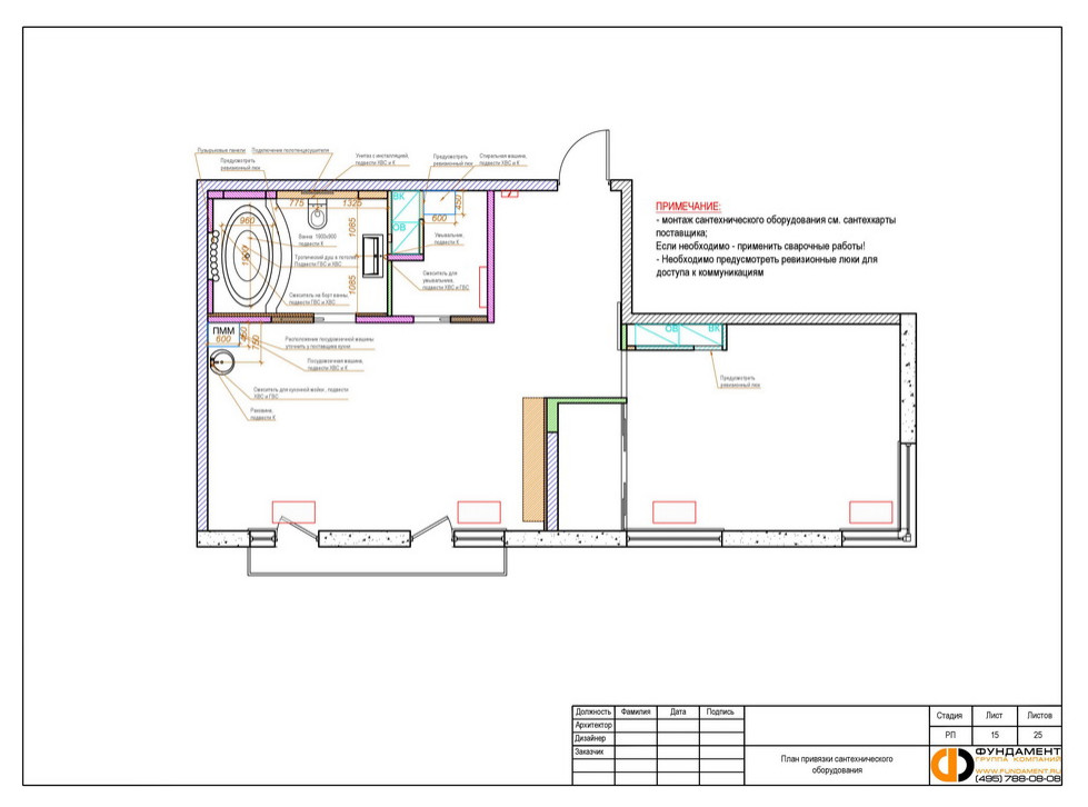 План расположения сантехнических приборов: примеры