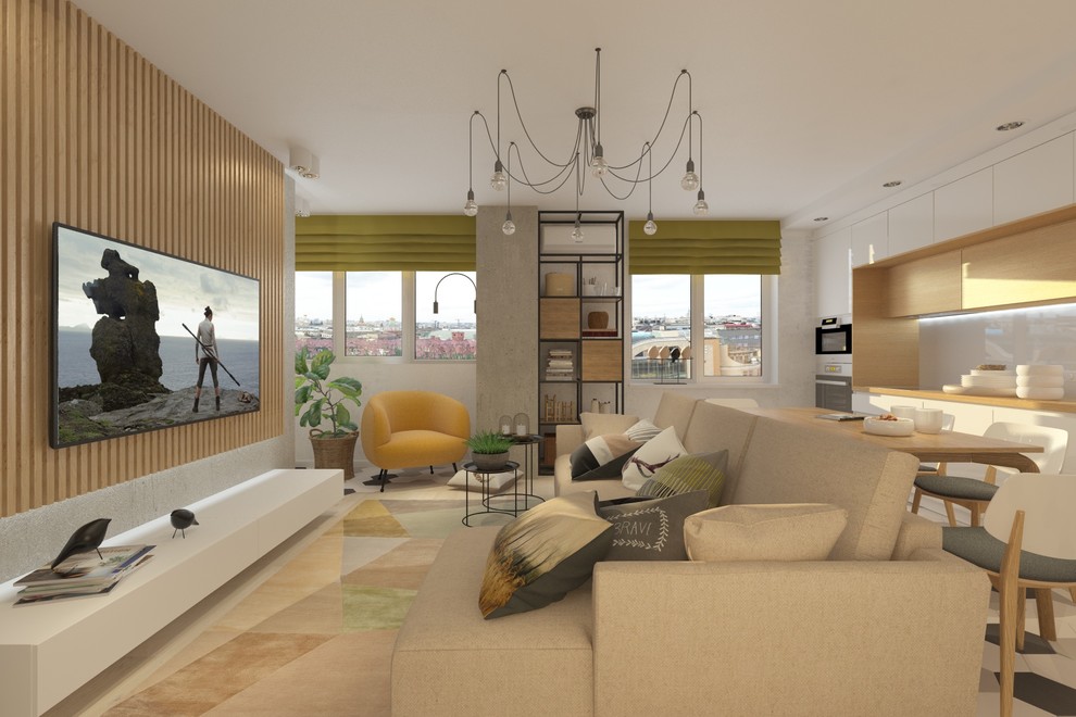 Гостиная-студия для современной молодой семьи