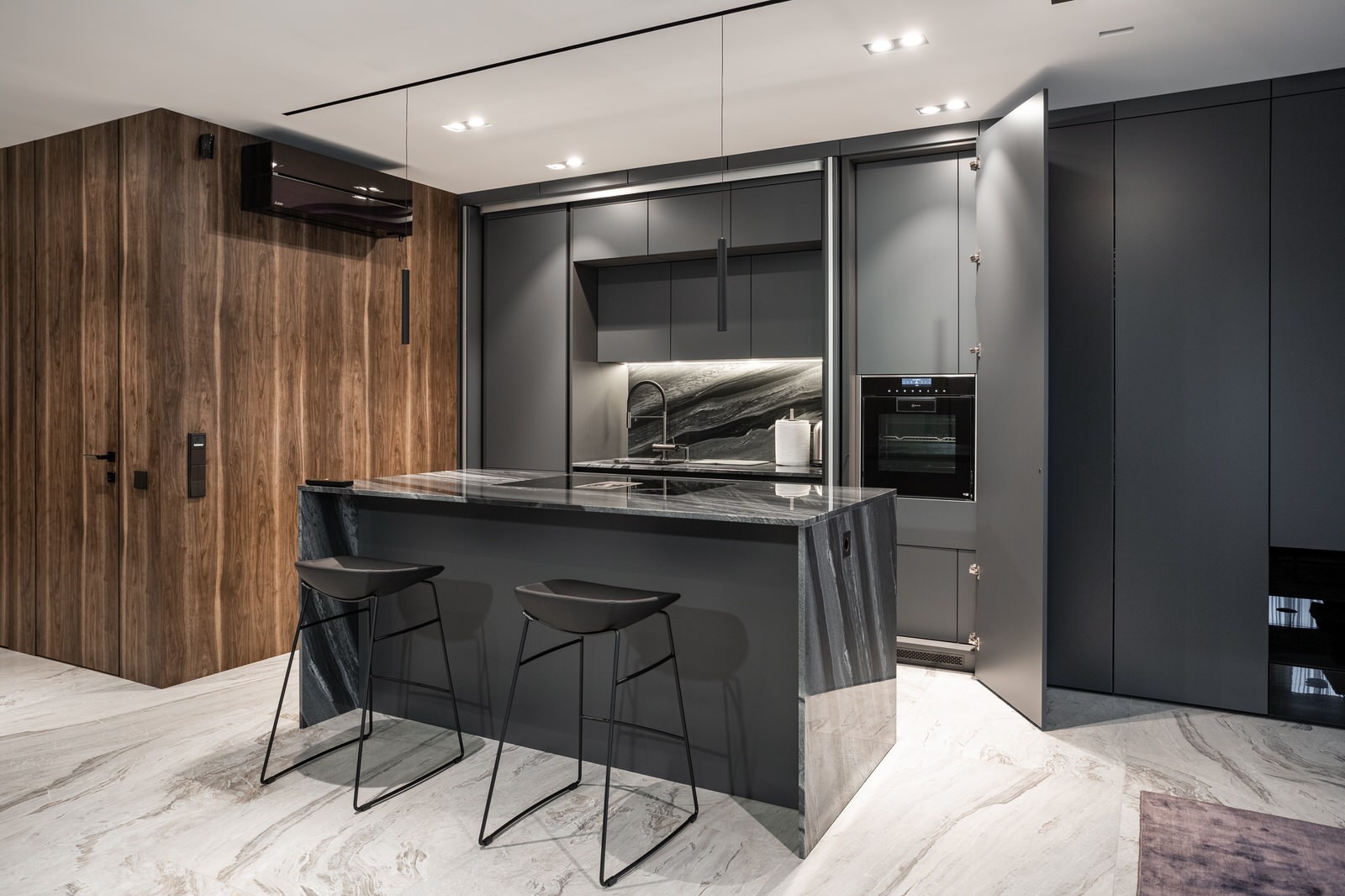 кухня серый камень