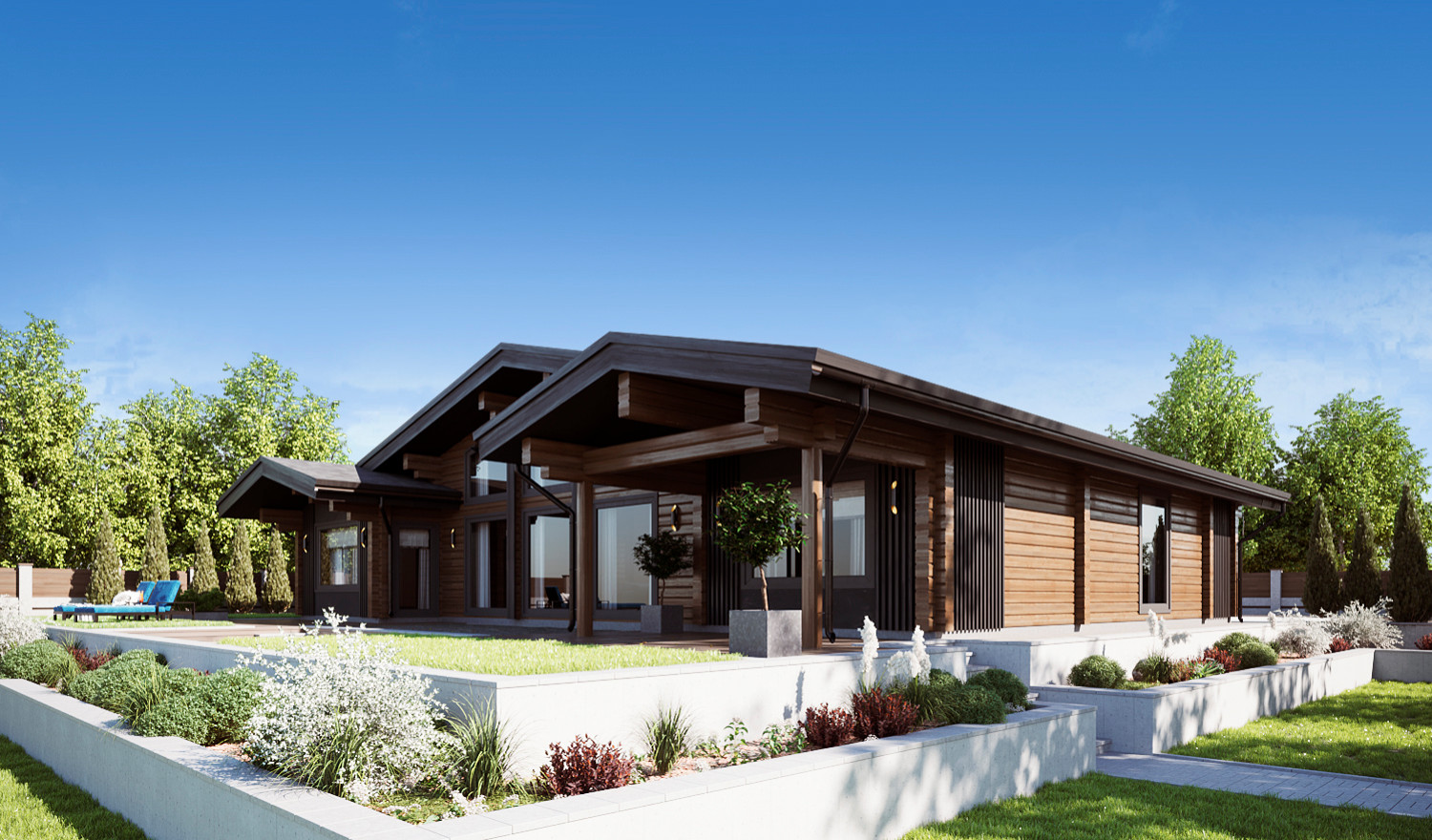 Брусовой одноэтажный  дом