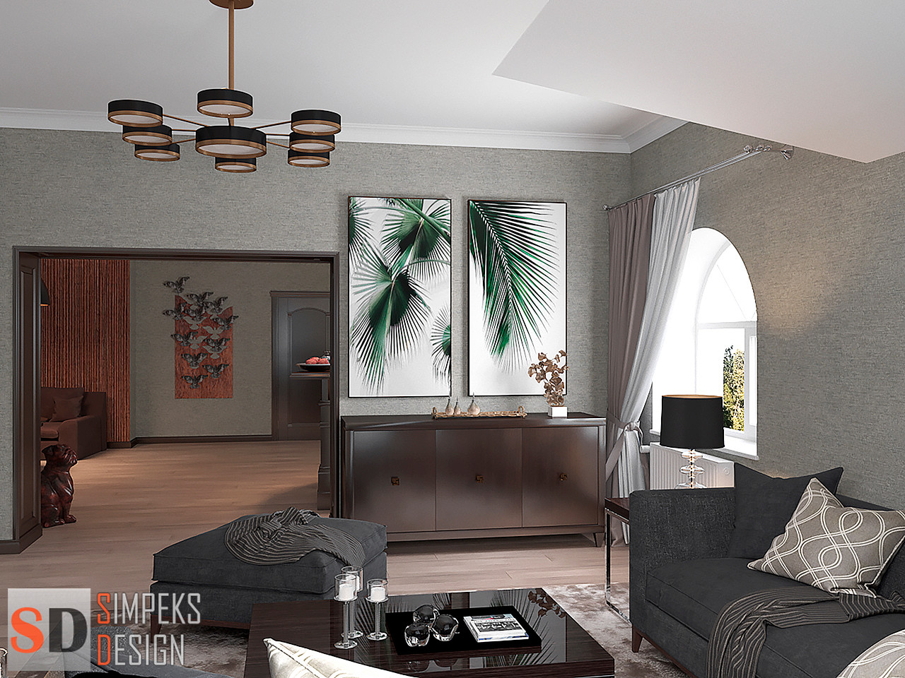 Большая комната отдыха с баром