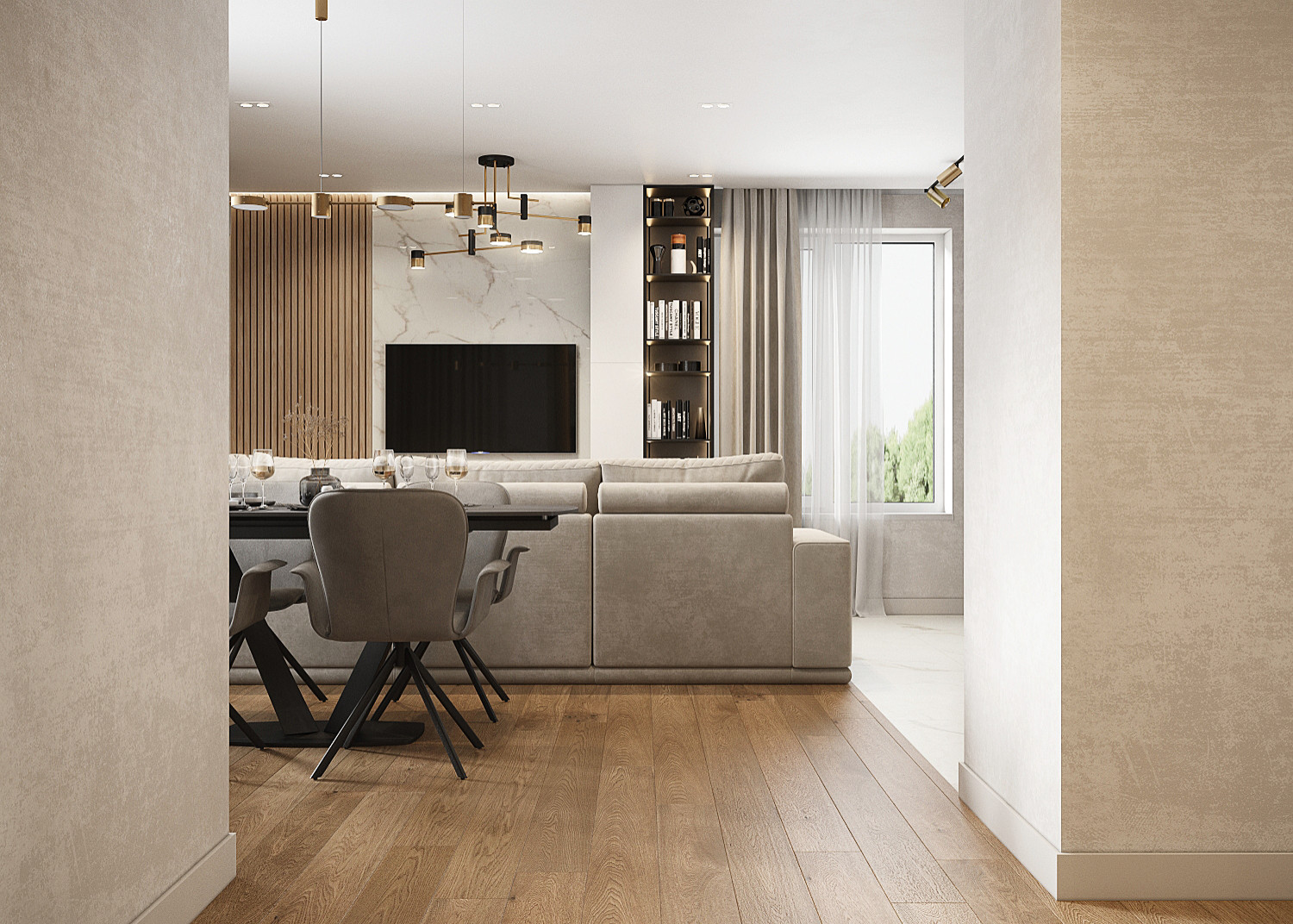 Элегантная современная трехкомнатная квартира