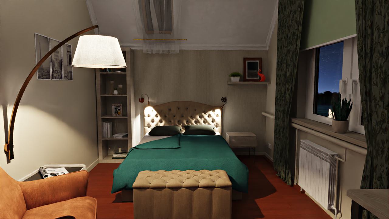 Планировочное решение, создание визуализации спальни в загородном доме