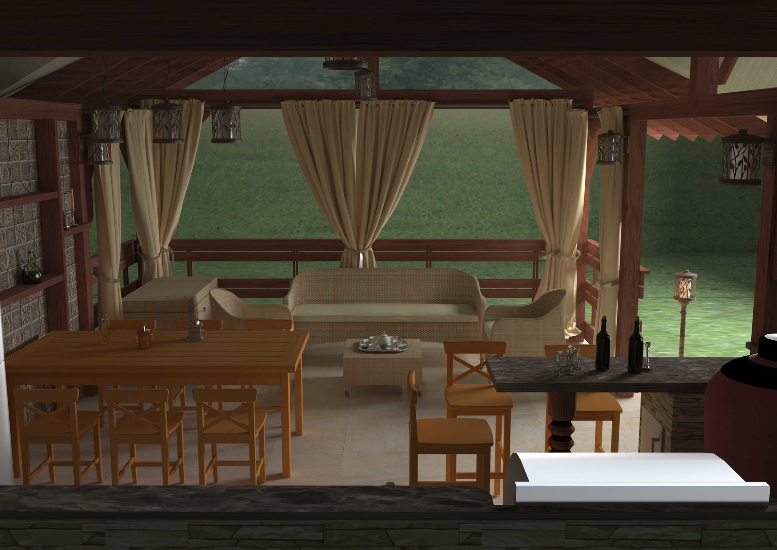 Летняя кухня с барбекю