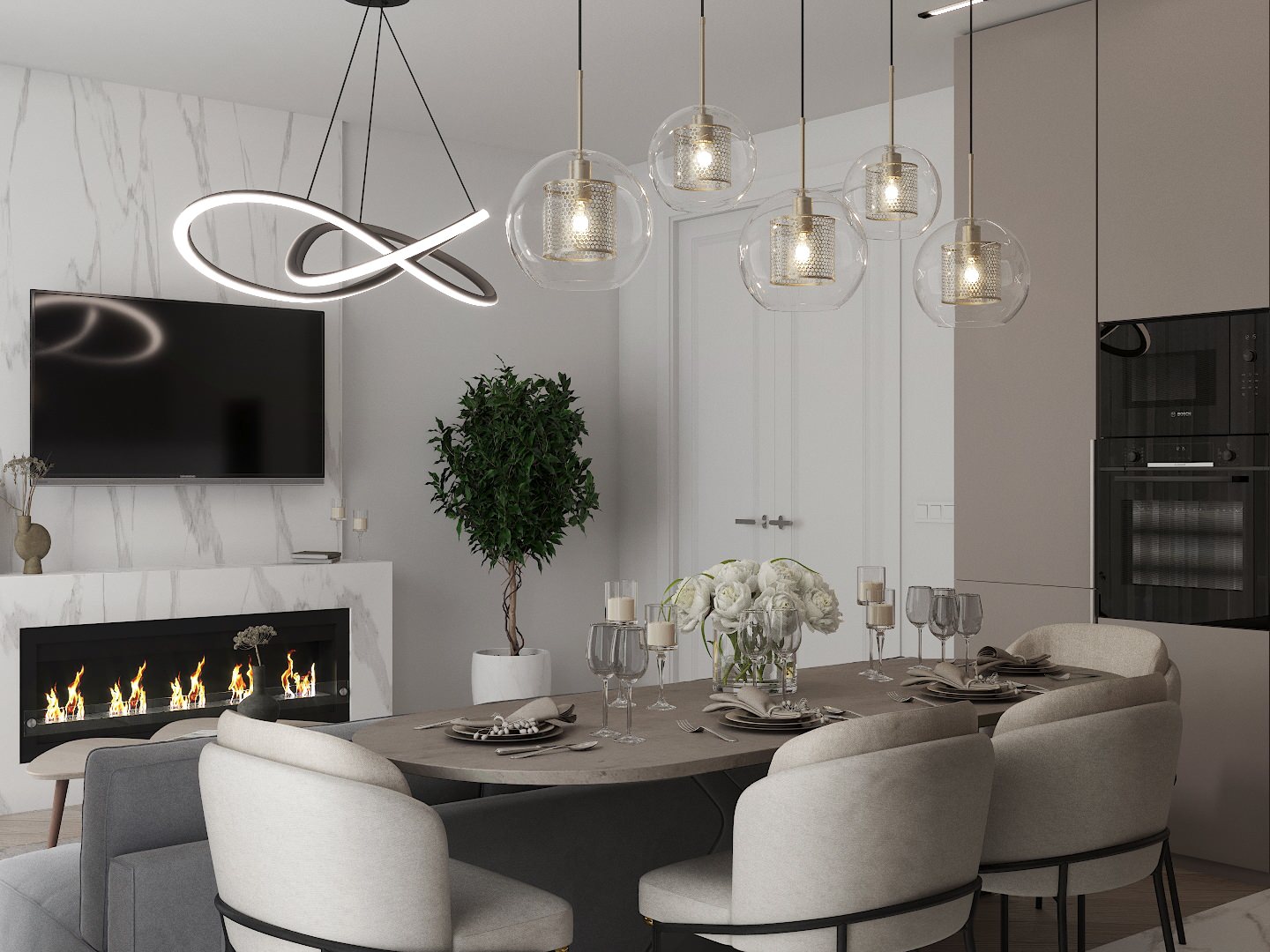 Гостиная с камином