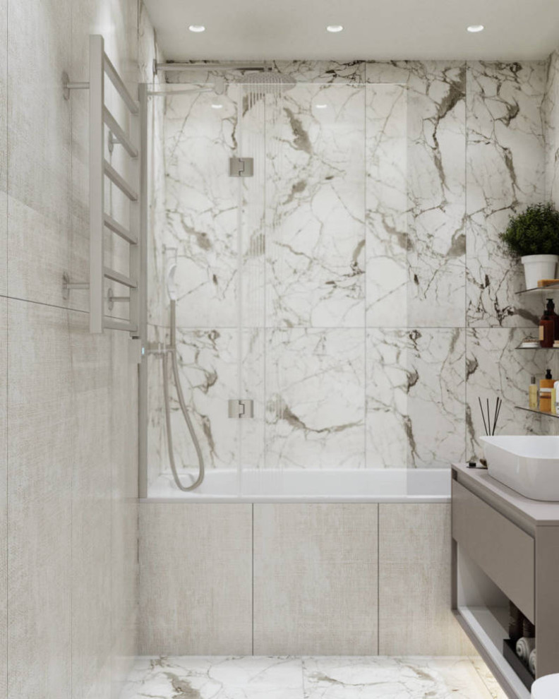 Gray-pink interior. Apartment in St. Petersburg in the neoclassical style